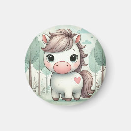 Launisches Pony in einem Pastellwald Magnet
