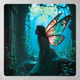 Launisches Schmetterling-Mädchen Poster