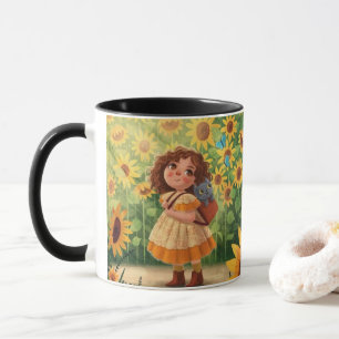 Launisches Sonnens Mädchen mit Katze – Kind Ones C Tasse