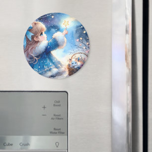 Launisches Sternengucker-Mädchen Aquarell Magnet