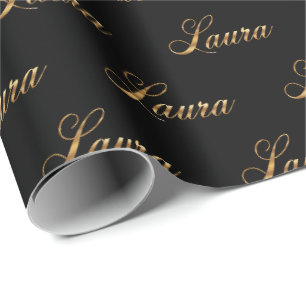 Laura gold Design Lettering Geschenkpapier