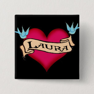 Laura - kundenspezifische Herz-Tätowierungs-T - Button