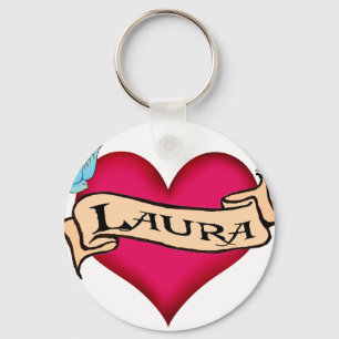 Laura - kundenspezifische Herz-Tätowierungs-T - Schlüsselanhänger