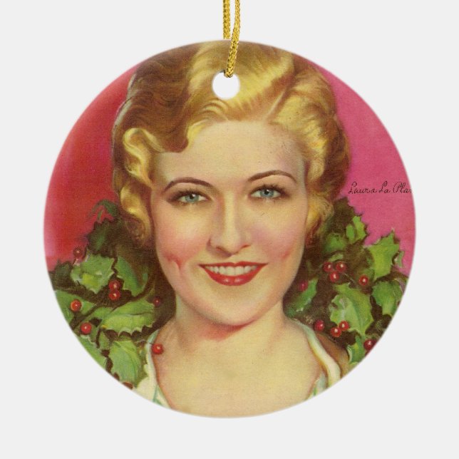 Laura-La Plante Titelseite 1929. Weihnachten Keramik Ornament (Vorne)