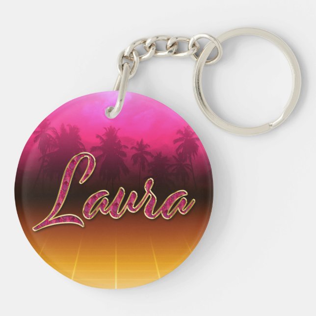 Laura Vorname Name golden pink Schlüsselanhänger (Rückseite)