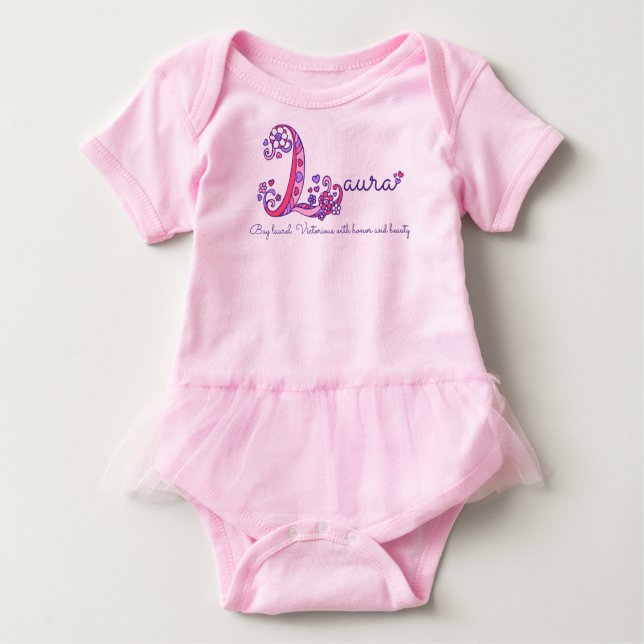 Lauranamen- und -bedeutungs-Babykleidung Baby Strampler (Vorderseite)