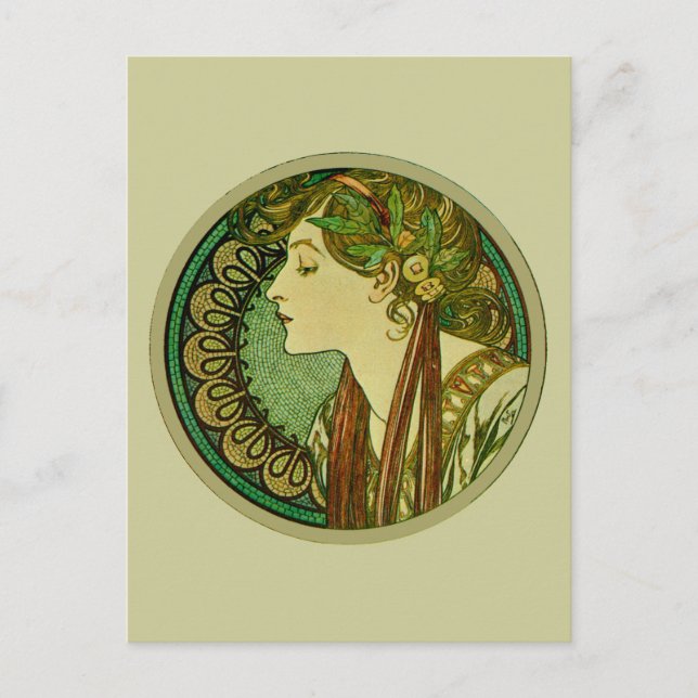 Laurel, Alphonse Mucha Feine Jugendstil Postkarte (Vorderseite)