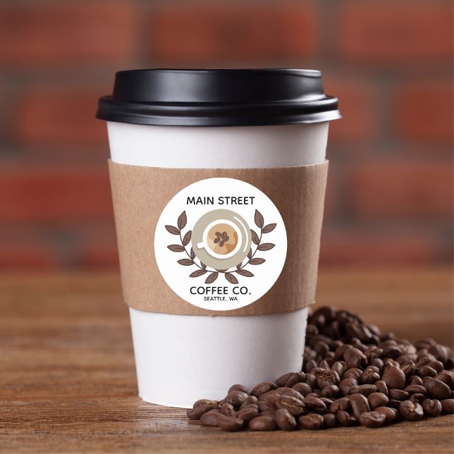 Laurel and Coffee Cup Small Business Sticker (Von Creator hochgeladen)