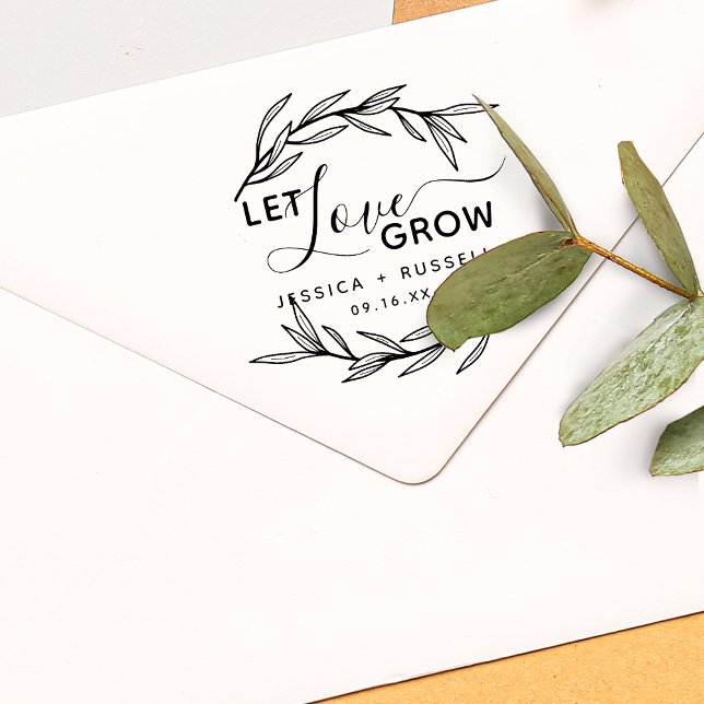 Laurel Blätter Ließ Liebe Grow Wedding Gummistempel (Laurel Leaves Let Love Grow Wedding Rubber Stamp)