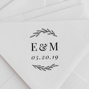 Laurel Branch Monogram Wedding Save the Date Permastempel