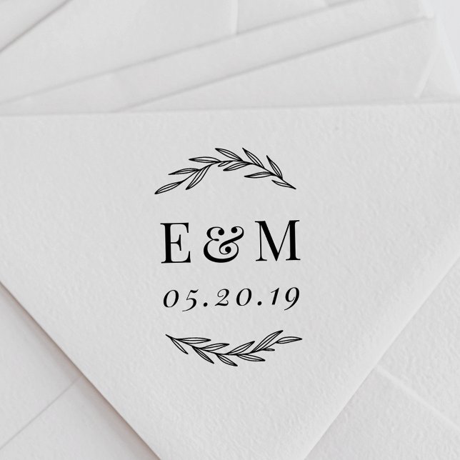 Laurel Branch Monogram Wedding Save the Date Permastempel (Von Creator hochgeladen)