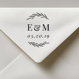 Laurel Branch Monogram Wedding Save the Date Permastempel