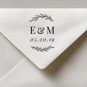 Laurel Branch Monogram Wedding Save the Date Permastempel