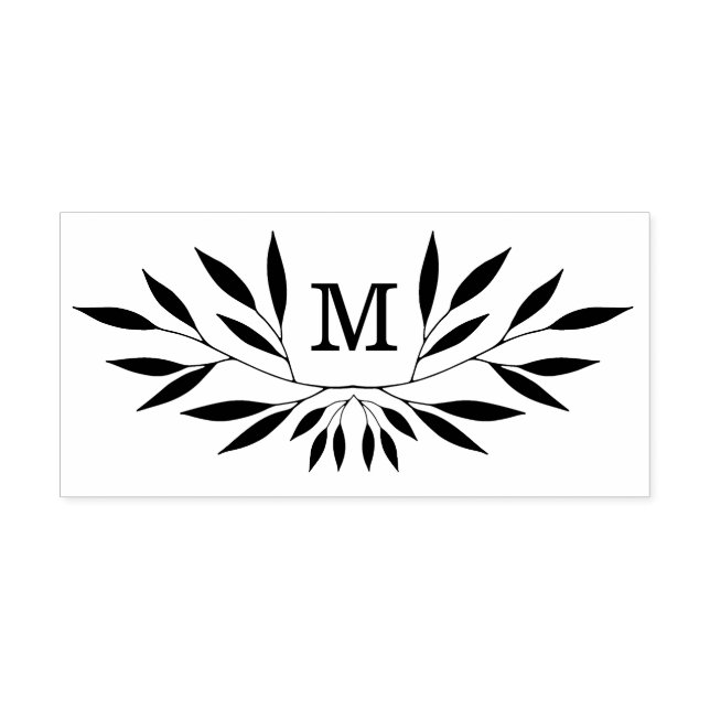 Laurel Branches Monogram Gummistempel (Prägung)