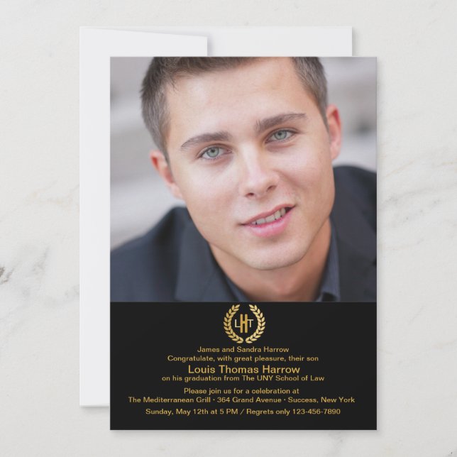 Laurel Crown Photo Graduation Invitation (Devant)