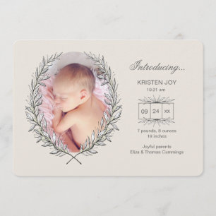 Laurel Frame Photo Faire-part de naissance