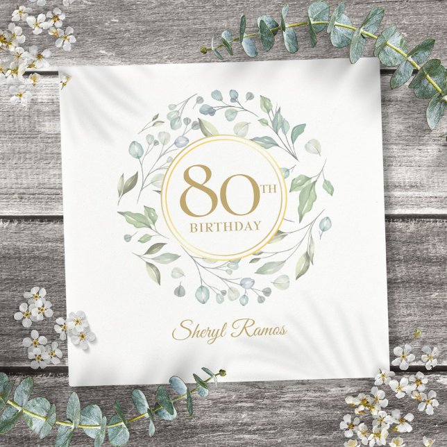 Laurel Garland Gold 80. Geburtstag Serviette (Laurel Garland Gold 80th Birthday Napkins)