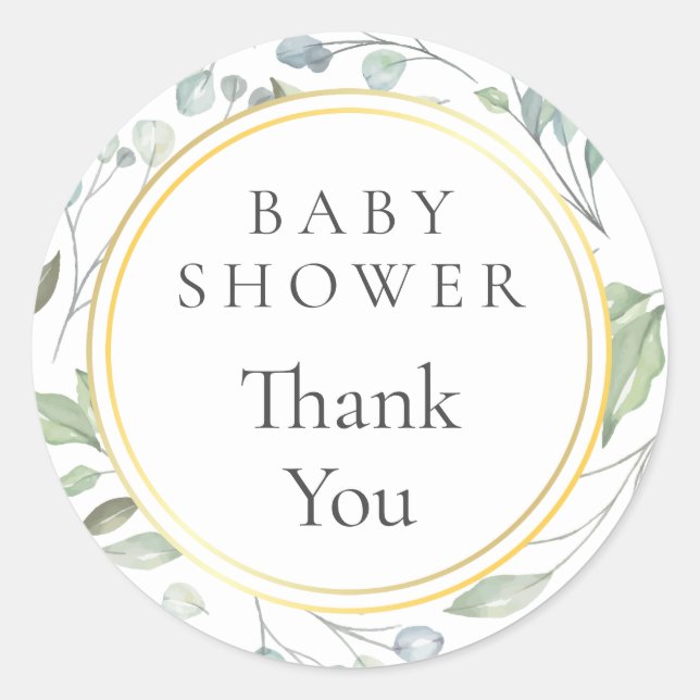 Laurel Garland Imitats Foil Baby Dusche Vielen Dan Runder Aufkleber (Vorderseite)