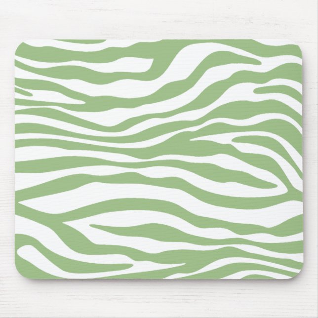 Laurel Green Zebra Stripes Animal Print Mousepad (Vorne)