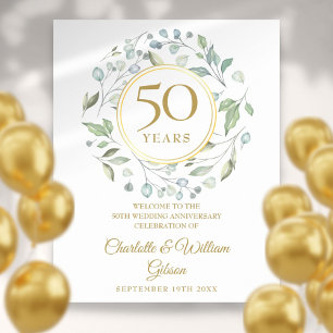 Laurel Greenery 50 Jahre Begrüßungszeichen Poster