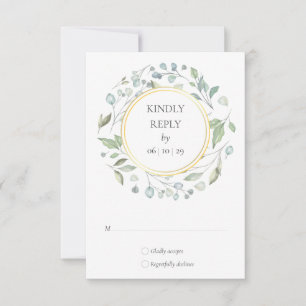Laurel Greenery Watercolor Garland Wedding RSVP