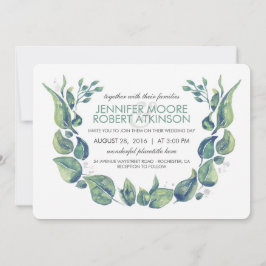 Laurel Greenery Wreath Watercolor Wedding Einladung