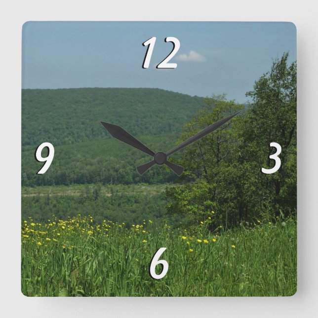 Laurel Highlands Pennsylvania Sommerfotografie Quadratische Wanduhr (Vorderseite)