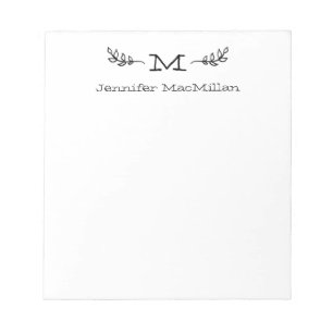 Laurel Initial Monogram Personalisiert White Notizblock