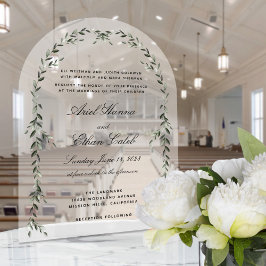 Laurel Leaf Archway Elegant Wedding Acryleinladungen