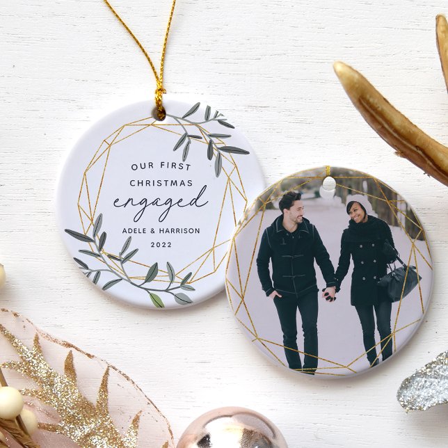 Laurel Leaf Erste Verlobte Weihnachten Keramik Ornament (Von Creator hochgeladen)