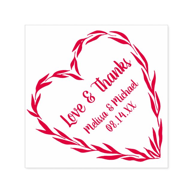 Laurel Leaf Heart Wreath | Hochzeit Danke Permastempel (Design)