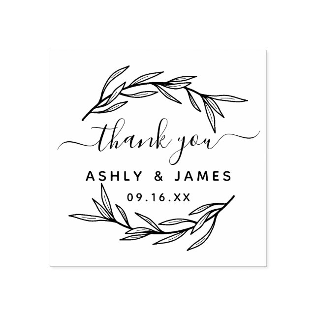 Laurel Leaf Vielen Dank für Ihre Hochzeit Gummistempel (Prägung)