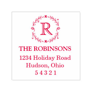 Laurel Monogram Address Briefmarke Permastempel