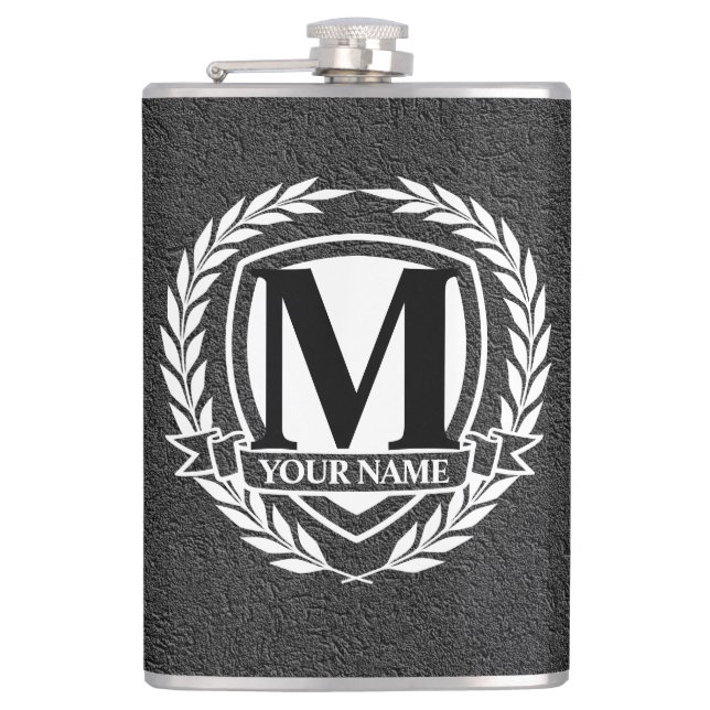 Laurel Monogram Design Flask Flachmann (Vorderseite)