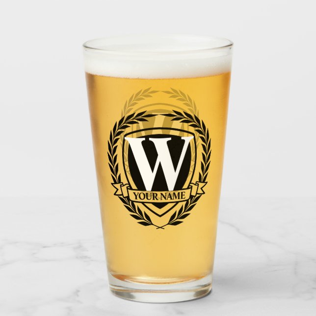 Laurel Monogram Design Glass Glas (Vorne (Gefüllt))