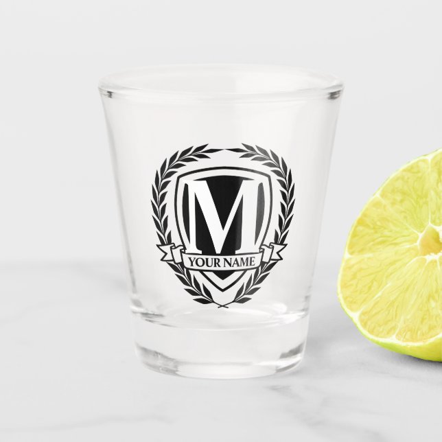 Laurel Monogram Design Shot Glass Schnapsglas (Vorderseite)