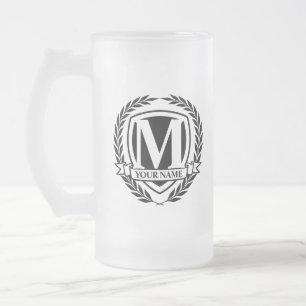 Laurel Monogramme Design Verre Froissé Beer Mug