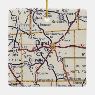 Laurel MS Vintag Map Keramikornament