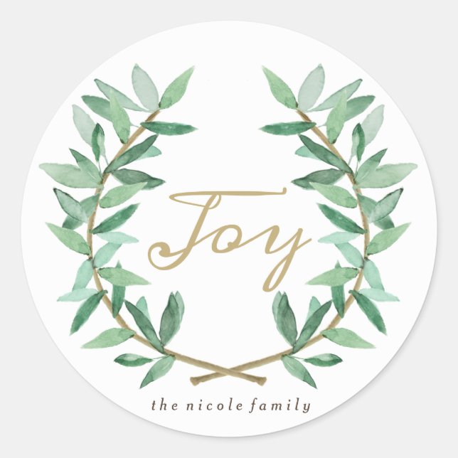 Laurel Olive Leaf Runder Aufkleber (Vorderseite)