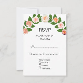 Laurel & Rose Blume Hochzeit RSVP Karte