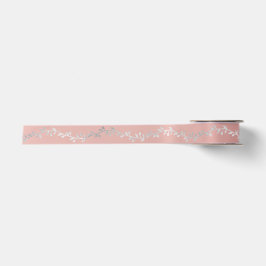 Laurel Silver Pink Rose Gold Pastel Satinband