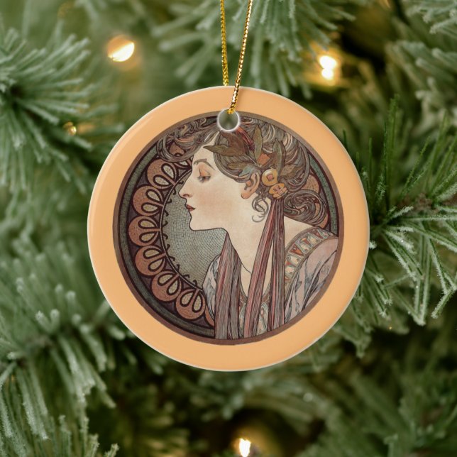 Laurel von Alphonse Mucha Keramik Ornament (Baum)