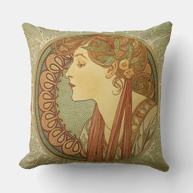 Laurel von Alphonse Mucha Kissen (Vorderseite)