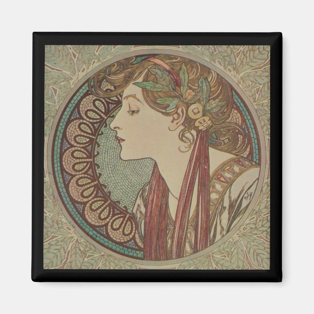 Laurel von Alphonse Mucha Magnet (Vorne)