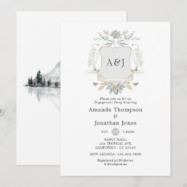 Laurel Wappen Monogram Lakeside Engagement Party Einladung