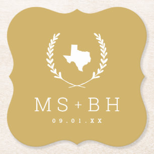 Laurel Wappen Texas Wedding Monogram Senf Untersetzer