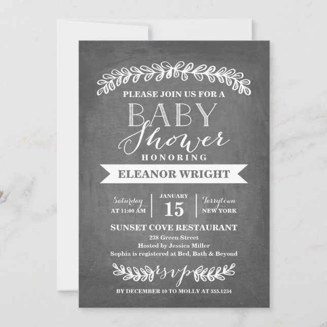 Laurel White | Invitation baby shower (Devant)