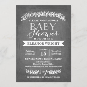 Laurel White   Invitation baby shower
