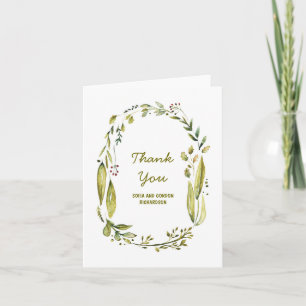 Laurel Woodland Watercolor Wedding Vielen Dank Dankeskarte