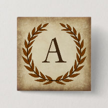 Laurel Wreath Aged Papyrus Monogram Initial A